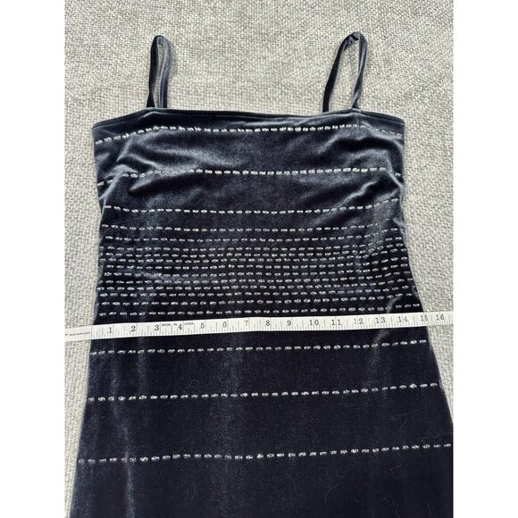 Vintage Y2K Morgan and Co Dress Womens 11/12 Gray Velvet Maxi Whimsigoth Hoco‎ - Picture 8 of 13